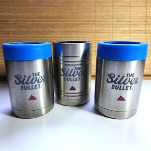 Coors Light Silver Bullet Beer Can Bottle Koozie Coozie Stainless Steel Lot of 3